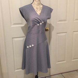 M Size New Stripe V Neck Casual Dress
